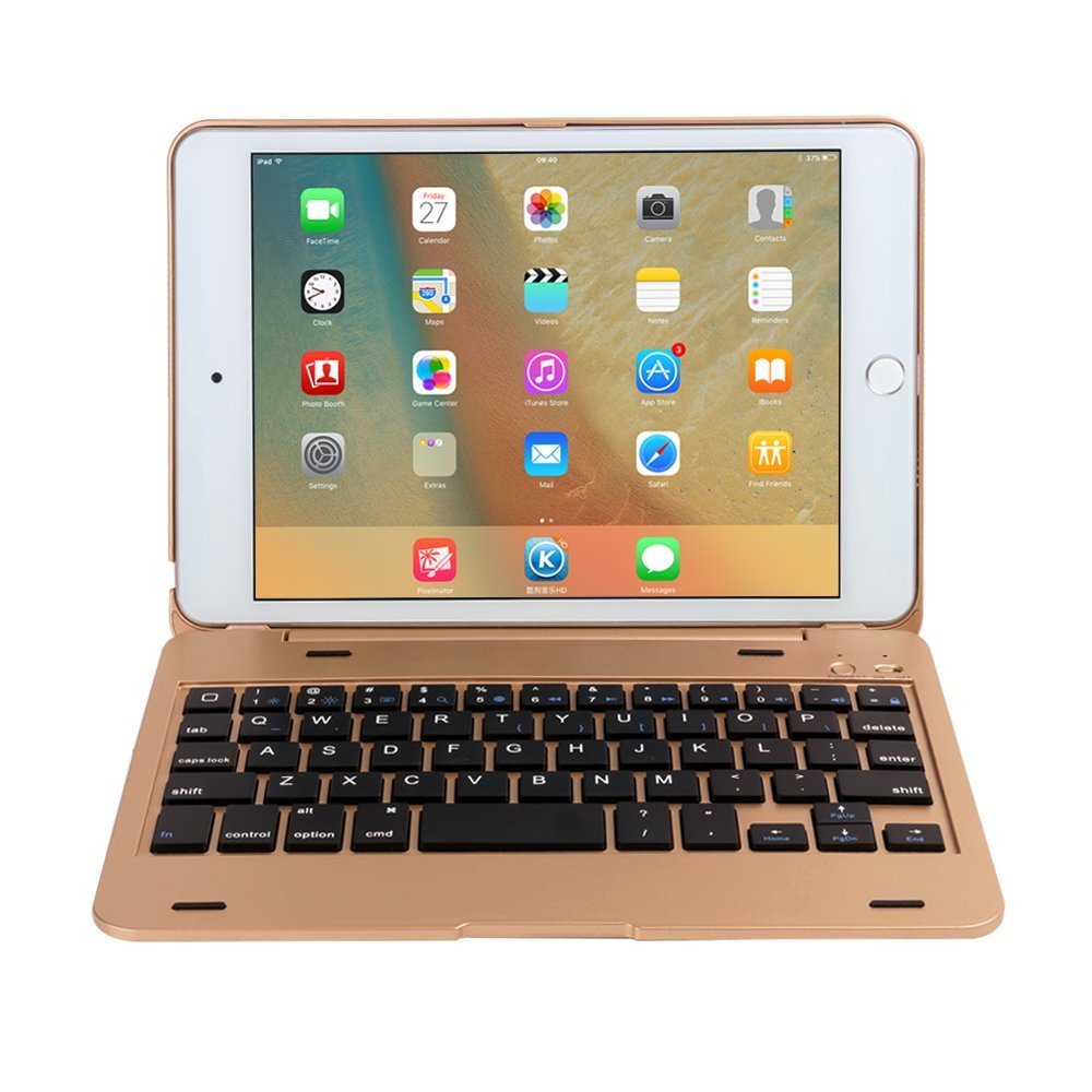 Apple IPad Mini 3 2 1 Gold Folio Wireless Bluetooth Keyboard Case