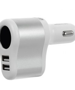 Dual USB Port Car Charger w/ Cigarette Lighter Socket