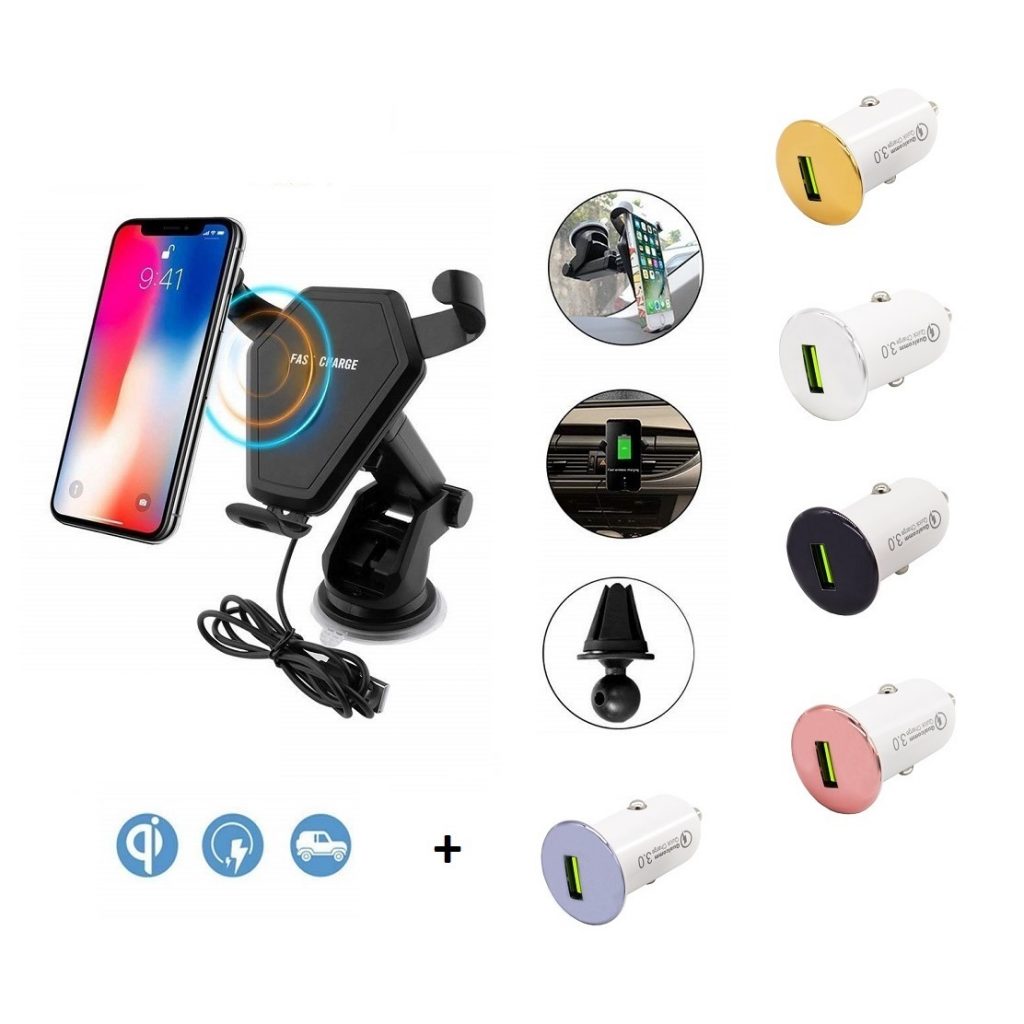 Samsung iPhone 8 Qi Fast Wireless Car Charger Holder Dock Mount