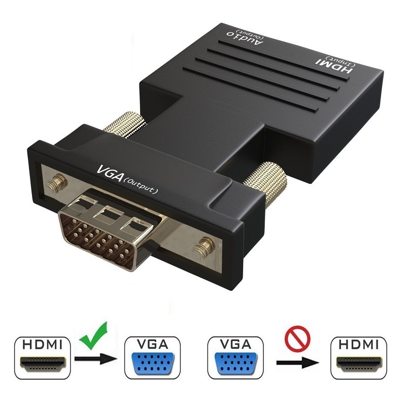 HDMI To VGA Converter Black Video Adapter for Tablets, Laptop & More