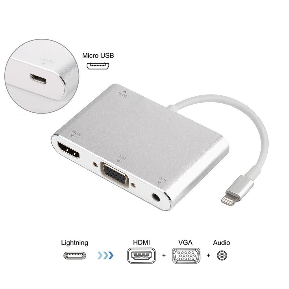 Lightning 3in1 HDMI VGA Audio Adapter ( Silver )