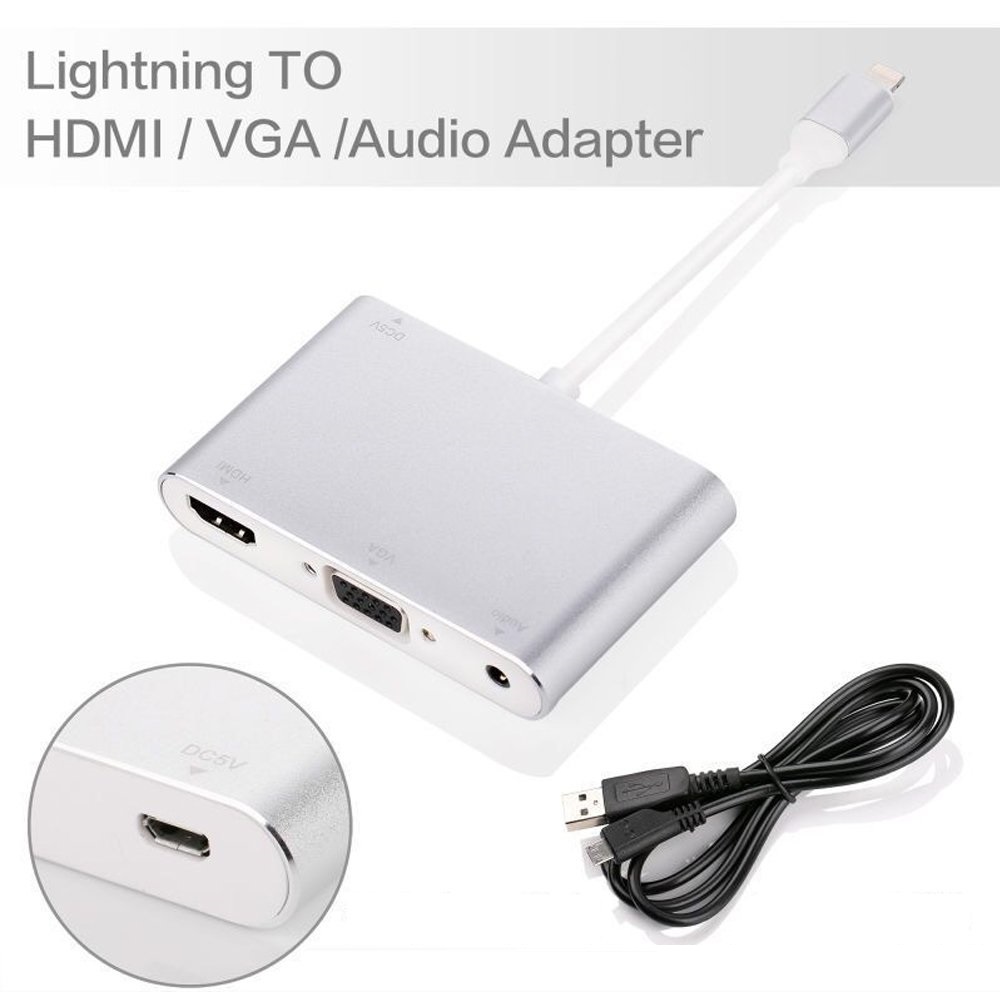 Lightning 3in1 HDMI VGA Audio Adapter ( Silver )