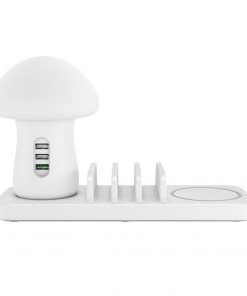 Fast Wireless Charger 3 USB Hub Station with Soft LED Lamp