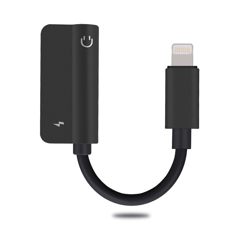 2 in 1 Dual Lightning Audio Charge Adapter Cable ( Black )