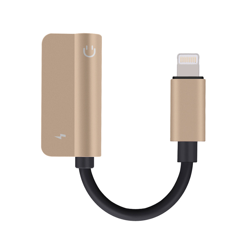2 in 1 Dual Lightning Audio Charge Adapter Cable ( Gold )