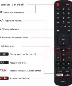 EN2B27 for Hisense Infrared Replacement Remote Control