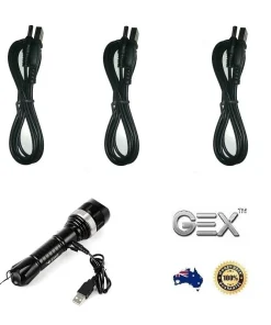3 piece 3.7-4.2V Li-ion Charger USB Charger Cable (Flashlight not included)